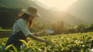 memetik di kebun teh berkualitas